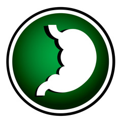 Human organ. Stomach. Round green icon