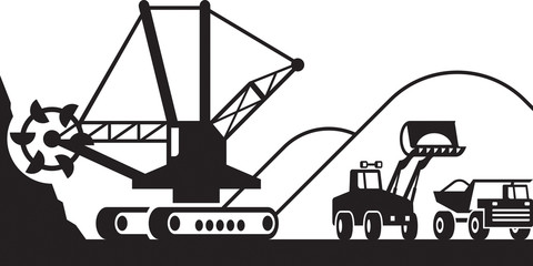 Heavy mining machinery - vector illustration