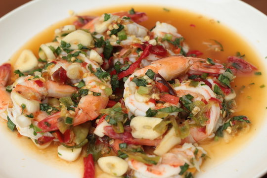Spicy fresh shrimp - asia food