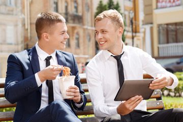 Two man during lunch break 