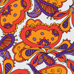 seamless pattern with colored abstract flowers