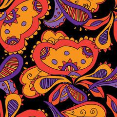 seamless pattern with colored abstract flowers 2