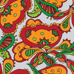 seamless pattern with colored abstract flowers 3