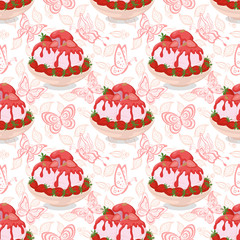 Seamless, Ice Cream, Strawberries and Butterflies