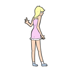 cartoon woman waving