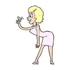 cartoon woman with drink