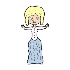 cartoon worried victorian woman
