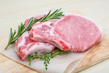 Raw pork steak