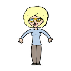 cartoon woman shrugging shoulders