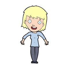 cartoon woman shrugging shoulders