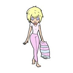 cartoon woman going to bed