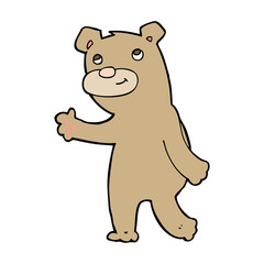 cartoon happy waving bear