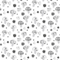 Mushrooms and ladybug background. Seamless pattern.Vector.
てんとう虫ときのこのパターン
