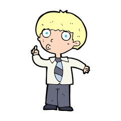 cartoon school boy with question