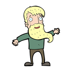 cartoon man with beard waving