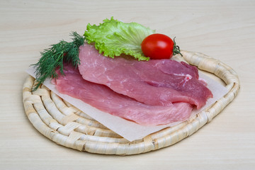 Raw pork schnitzel