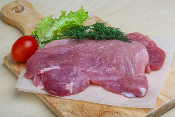 Raw pork schnitzel