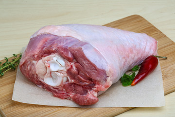 Raw turkey leg