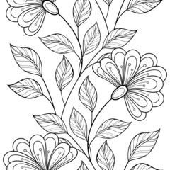 Vector Seamless Monochrome Floral Pattern