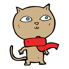 cartoon funny cat wearing scarf