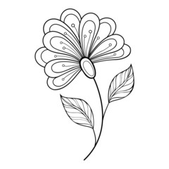 Vector Beautiful Monochrome Contour Flower