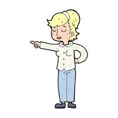 cartoon friendly woman pointing