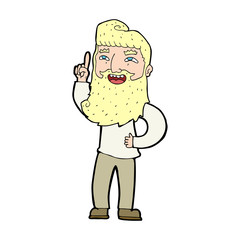 Obraz premium cartoon happy bearded man with idea