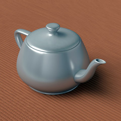 teapot on a bamboo mat