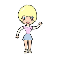 Obraz premium cartoon waving woman