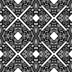 Vector Seamless Monochrome Ornate Pattern