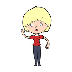 cartoon waving woman