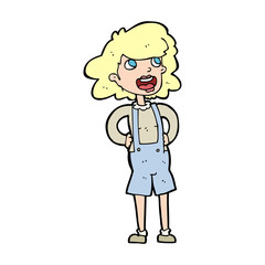 cartoon woma in dungarees