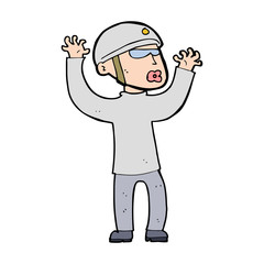 cartoon security man panicking