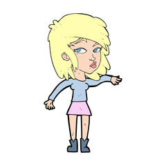 cartoon woman playing it cool