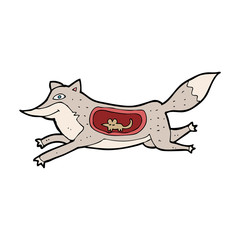 cartoon wolf with mouse in belly