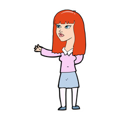 cartoon woman gesturing to show something
