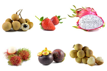 Fruits from Thailand on white background