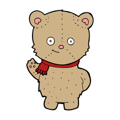 cartoon waving teddy bear