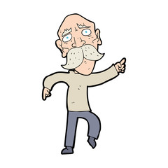 cartoon sad old man pointing