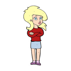 cartoon woman with folded arms