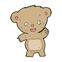 cartoon waving teddy bear