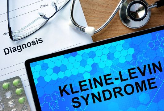 Diagnostic form with diagnosis Kleine-Levin Syndrome and pills.