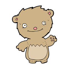 cartoon waving teddy bear