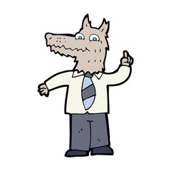 cartoon business wolf with idea