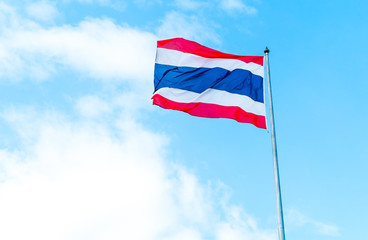 thai flag at blue sky with cloud
