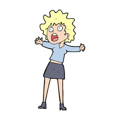 cartoon frightened woman