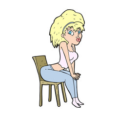 cartoon woman posing on chair