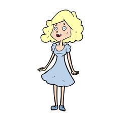 cartoon happy woman in dress