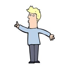 cartoon man advising caution