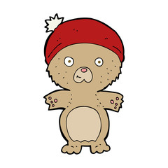 cartoon cute teddy bear in hat